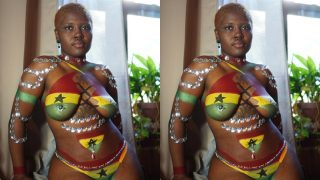 Ghanian Girl Paint Her Naked Body With Ghana Flag