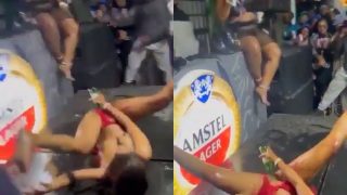 Bad Bitch Fucking Her Pussy With A Beer Bottle On Stage In Front Of Crowd