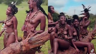 Zulu Teens Showing Off Their Standing Small Breasts As They Sing