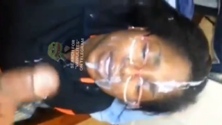 He Shoot Loads Of Cum All Over Her Face And She Licks The Cum Off His Dick