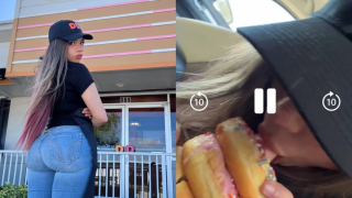 Watch Katiana Kay Dunkin Donut Video Where She Gave The Customer A Blowjob Through The Donuts