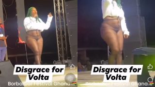 Female Ghanian Artist Performing Naked On Stage During The Borborbor Festival Ghana