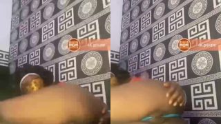 Naija Girl On G-string Sucks It Inside Her Pussy As She Shows The Pussy Off On Buzzcast Live Show