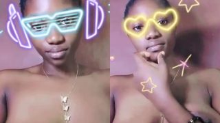 Naija Girl Showing Off Her Fallen Boobs With Dark Nipples On Tango Live Show