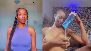 This Slim Local Naija Girl Flaunts Her Boobs, Pours Hollandia Milk On It And Sucks It