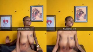 Naija Girl With Big Saggy Boobs Rides On His Dick In Reverse Cowgirl