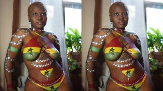 Ghana Girl Goes Nude In Ghana Flag Painting