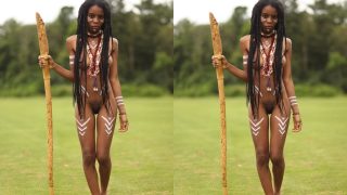 Traditional African Girl In Body Paint Goes Nude In Crude Style