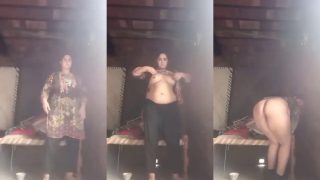 Chubby Pakistani Lady Strips, Flaunts Her Boobs, Squeezes It And Flashes Pussy