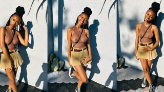Sexy Stylish Mzansi Ama2k Girl Flaunts Her Pierced Nipples Boobs in See Through