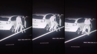 Horny Couple Fucking Doggy On A Public Road At Night
