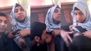 Pakistani Hijabi Girl Takes Out Her Boobs As Her Boyfriend Sucks It Hard