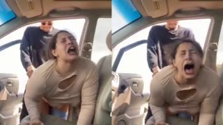 She Screams So Loud As He Fucks Her Very Hard Doggy By The Side Of The Car Door