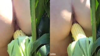 White Girl Rides A Corn With Her Pussy In A Farm