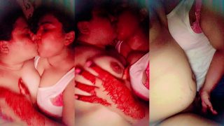 Cute Pakistani girl with big tits and hairy pussy kisses and fingers her friend’s pussy