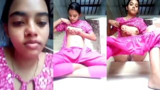 Indian Desi Girl Takes Off Her Dress Half Way, Revealing Her Boobs And Pussy
