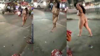 Indian Lady Walking Down The Street Naked