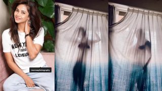 Indian Model “Meera Chopra” Teases, Flaunting Her Boobs Through Curtain