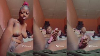 Nigerian Twitter Girl Stimulates Her Pussy With Her Vibrator, Then Fucks It