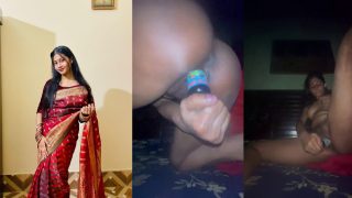 Indian Girl In Her Room Fucks Her Pussy With A Plastic Bottle On Her Bed At Night