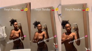 Wsyherofabuja Flaunting And Squeezing Her Boobs In Mirror Nude Selfie