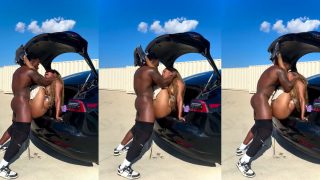 Bad Bitch Fucked Hard In The Car Trunk