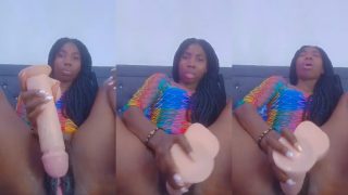 Horny Naija Girl Fucking Her Pussy With A Very Big Dildo