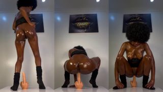 Alicia Kanini Oils Up Her Body, Dances, And Rides On Her Middle Finger Dildo