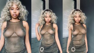 Mzansi Model “Azanian Doll” Flaunts Her Boobs In See Through Transparent Dress