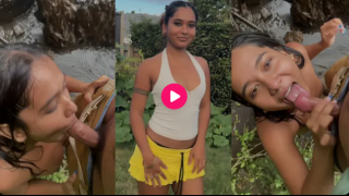 Hot NRI Indian Model “Mia Z” At A Spring Goes Down On Her Knees And Sucks His Dick So Clean