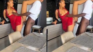 Hot Mzansi South African Model “Blondie_254” Leg Hanged On His Shoulder And Fucked Hard In The Kitchen