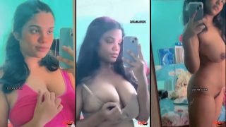 Indian Instagram Model “Kerala” In Nude Selfie Mirror Video, Takes Off Her Bra, Revealing And Playing With Her Big Boobs