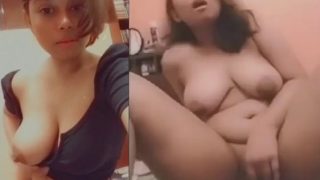 Hot Cute Indian Girl Lets Out Her Boobs From her Dress And Masturbates