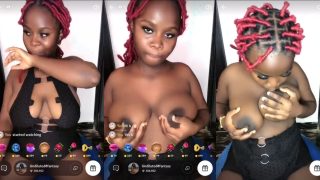 Naija Girl On Tango Live Stream Flaunts And Plays With Her Boobs, Then Sucks It