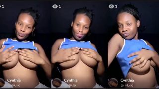 Naija Girl “Cynthia” Flaunts And Plays With Her Boobs On Live Stream
